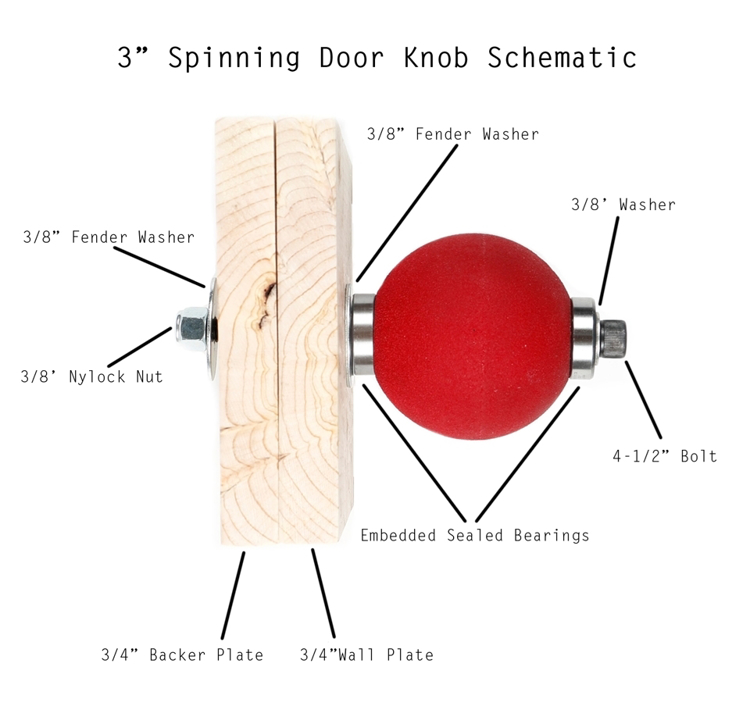 Picture of 3.0" Single Door Knob (7/16" Washer)