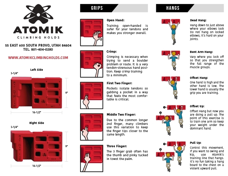 Picture of Atomik Grip Training HangBoard (3 Row)