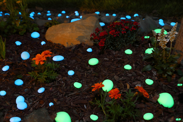 Picture of GREEN Glow in the Dark FLAT ROUND Landscape Rocks