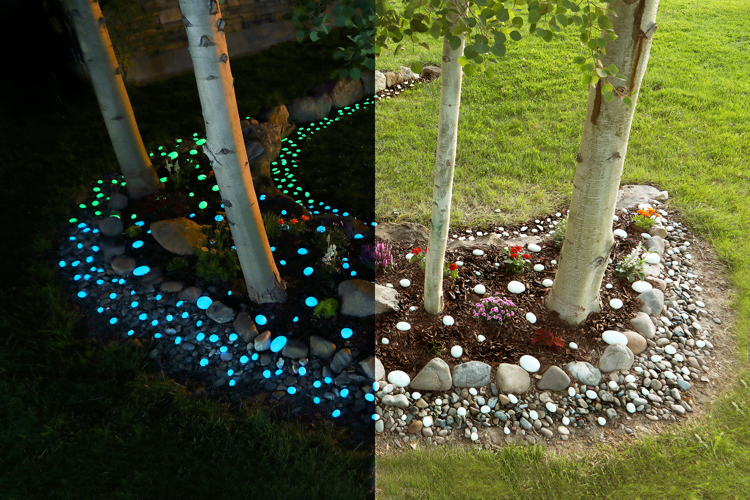 Picture of GREEN Glow in the Dark FLAT ANGLED Landscape Rocks