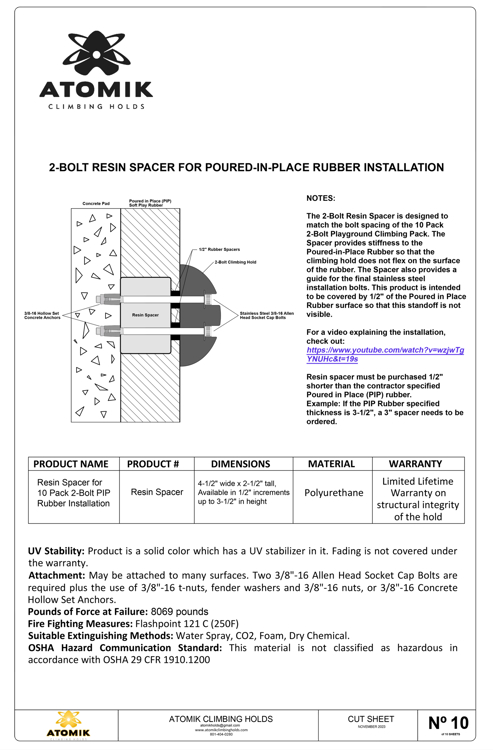 Picture of Resin Spacer for Contractor Grade 2 Bolt PIP Rubber Installation (One Piece Only)