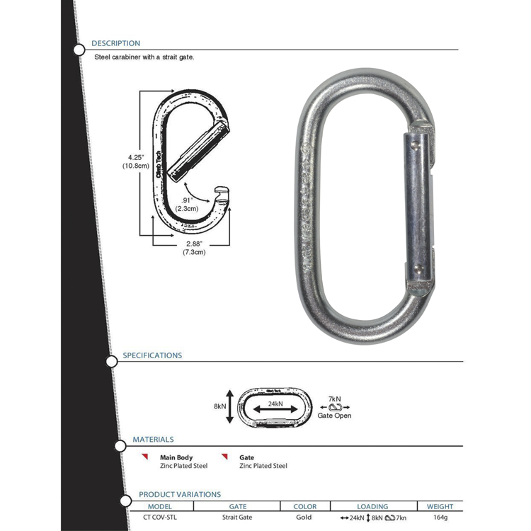 Picture of Steel Oval Non-locking Carabiner